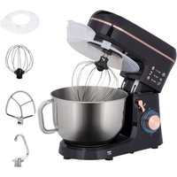 HOMCOM Küchenmaschine Knetmaschine 5,5L Edelstahlschüssel 1400W 6+P Geschwindigkeits Teigmaschine mit Rührhaken, Knethaken, Schlagbesen, Spritzschutz, Teigschab – Ansicht 1