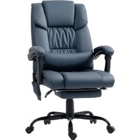 Vinsetto Massagesessel, Bürostuhl, ergonomischer Stuhl mit Fußstütze, höhenverstellbarer Rückenlehne und Kabelfernbedienung, Kunstlederbezug, Blau Aosom – Ansicht 1