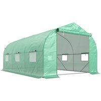 Outsunny Folien Gewächshaus Foliengewächshaus Treibhaus Frühbeet Pflanzenhaus Tomatenhaus Giebeldach 450 × 300B × 205H cm Aosom – Ansicht 1