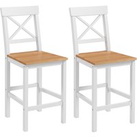HOMCOM Barhocker Set aus 2, Laudhaus-Thekenhocker, Barstühle aus Massivholz mit Kreuzrücken und Fußstütze für Küche, Natur Aosom – Ansicht 1