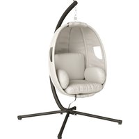 Outsunny Hängesessel mit Gestell, faltbar Hängekorb mit dick Sitzpolstern verstellbarer Höhe Sicherheitsgurt, Eiförmiger Hängeschaukel bis 120 kg Schaukelsessel
