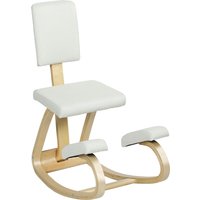 HOMCOM Ergonomischer Kniestuhl, Kniehocker mit Rückenlehne, Basis aus Holz Bürostuhl für Zuhause, Büro, Meditation, zur Verbesserung der Nackenschmerzen Rückens