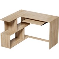 HOMCOM Eckschreibtisch, 120 x 100 x 76 cm, L-förmiger Computerschreibtisch mit Tastaturauszug, 4 offene Fächer, Moderner Stil, Arbeitstisch für Zuhause, Schlafz – Ansicht 1