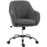 HOMCOM Moderner Schreibtischstuhl mit Schaukel- und Höhenverstellungsfunktion, Fleece-Sitz mit Drehrollen und gepolsterten Armlehnen für das Home Office, Grau A – Ansicht 1