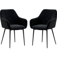HOMCOM Set 2 Esszimmerstühle Im Nordischen Stil, Küchenstühle aus Stoff mit Armlehnen und Stahlbeinen für Wohnzimmer, 54x57x80 cm, Schwarz Aosom – Ansicht 1