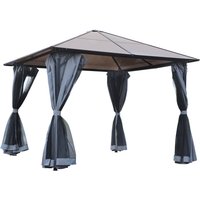 Outsunny Pavillon 3 x 3m Gartenpavillon Partyzelt mit Seitenteilen PC Dach Alu Dunkelgrau Aosom – Ansicht 1