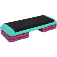 HOMCOM Steppbrett Aerobic Fitness Heimtrainer Stepper höhenverstellbar 10cm 15cm 20cm PVC PP Schwarz Grün Violett 110x40x20cm für effektives Training Aosom.de – Ansicht 1