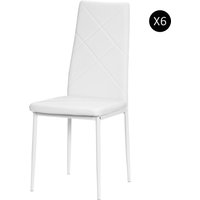 HOMCOM Set 6 Esszimmerstühle mit hoher Rückenlehne, Gepolsterte Küchenstühle aus Kunstleder mit Diamantsteppung, rutschfeste Fußkappen und Beine aus Stahl für W – Ansicht 1