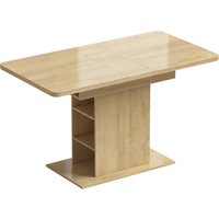 HOMCOM ausziehbarer rechteckiger Esstisch für 4–6 Personen, Küchentisch 110–130 cm mit 6 offenen Regalfächern und Fach, für kleine Räume, Esszimmer, Wohnzimmer, – Ansicht 1