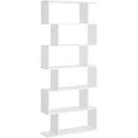 HOMCOM Bücherregal Wandregal Standregal Büroregal Raumteiler mit 6 Fächern Standregal Aktenregal Weiß L80 x B23 x H192 cm Aosom – Ansicht 1