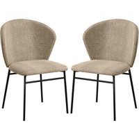 HOMCOM 2er-Pack Esszimmerstühle, Küchenstuhl, gepolsterter Sitz aus Leinenoptik-Stoff, stabile Stahlbeine, modernes Design, helles Braun Aosom – Ansicht 1