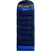 Outsunny Schlafsack Deckenschlafsack 3 Jahreszeiten Mumienschlafsack für Erwachsene Campingschlafsack für Outdoor, Camping, Trekking, Reisen Marineblau Aosom – Ansicht 1
