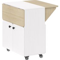 HOMCOM Esstisch Klappbarer Mobiler Küchentisch für 2-4 Personen, Klapptisch mit Rolle, Stauraum, Esszimmertisch für Kleine Räume, Esszimmer 70 x 83 x 75 cm, Wei – Ansicht 1