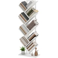 HOMCOM Bücherregal in Baumform mit 9 Regalen und Stahlstruktur für Wohnzimmer, Büro, Studium, Schlafzimmer 50x24x136 cm Weiß Aosom – Ansicht 1