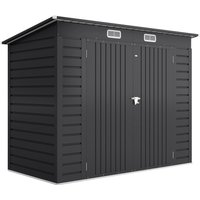 Outsunny Gerätehaus aus Stahl, 2,7 m² Geräteschuppen mit Doppeltür, Gartenschuppen mit Schloss, Gartenschrank mit UV-Schutz, 249 x 121 x 183 cm, Grau Aosom – Ansicht 1