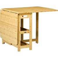 HOMCOM Esstisch, Klapptisch, Esszimmertisch, Küchentisch mit Ablagefächer, verstellbaren Füße, Bambus, Naturholz, 149,5 x 80 x 73,5 cm Aosom – Ansicht 1
