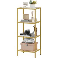 HOMCOM Regal mit Bogenförmigen 4 Regalen, Modernes Aufbewahrungsregal aus gehärtetem Glas mit Metallgestell, für Badezimmer, Wohnzimmer, Schlafzimmer, Büro und  – Ansicht 1