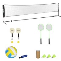 SPORTNOW Komplettset für Badminton, Pickleball und Volleyball, 3 in 1, Outdoor-Sportspiele mit höhenverstellbarem Netz 107-155 cm Aosom – Ansicht 1