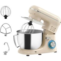 HOMCOM Küchenmaschine Knetmaschine mit 4,5L Edelstahlschüssel 1300W Teigmaschine mit 6+P Geschwindigkeit Küchenmixer mit Knethaken, Schneebesen, Rührer, Teigsch