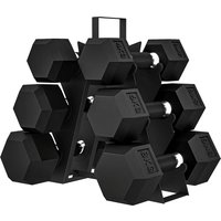SPORTNOW Kurzhantel-Set 6-teilig 36 kg, sechskantige Hanteln 2x4 kg, 2x6 kg, 2x8 kg, mit Aufbewahrungsständer, Gummibeschichtung und rutschfestem Griff für Trai – Ansicht 1