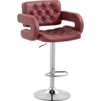 HOMCOM Barhocker mit höhenverstellbarer Sitzhöhe, hoher Küchenhocker aus PU mit Rückenlehne, Fußstütze, Armlehnen und weichem Sitz, Stahlgestell, 360° drehbar,  – Ansicht 1