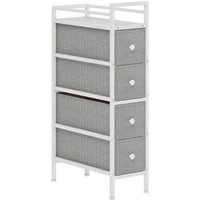 HOMCOM Kommode mit 4 Stoffschubladen, schmale Schlafzimmerkommode mit Stahlrahmen, Schubladenkommode für kleine Räume, Wohnzimmer, Ankleidezimmer, Badezimmer, H – Ansicht 1