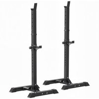 HOMCOM Hantelständer, 2er-Set, Langhantelablage, Höhenverstellbare Hantelablage, Langhantel mit Gummi-Fußkappen, 105-160 cm, Krafttraining, bis 150 kg, Stahl Ao – Ansicht 1