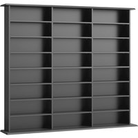 HOMCOM CD- und DVD-Aufbewahrung, Multimedia-Aufbewahrungsmöbel, Max. Kapazität 1032 CDs/594 DVDs und Blu-ray, 24 Fächer und 18 verstellbare Regalböden, für Wohn – Ansicht 1