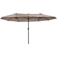 Outsunny Sonnenschirm Marktschirm Doppelsonnenschirm mit Handkurbel oval 460 x 270 x 240 cm in Hellkaffee für Garten & Terrasse Aosom.de – Ansicht 1