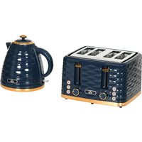HOMCOM Wasserkocher Toaster Set Frühstück-Set mit 1,7L Wasserkocher, 4 Scheiben Toaster, 2200 W, 7 Bräunungsstufen, Auftauen, Aufwärmen und Krümelfach, Otter Th