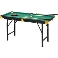 SPORTNOW Billardtisch klappbar 4,6ft 140 x 60 x 55-75 cm Tischbillard mit Zubehör 2 Queues 16 Kugeln für Jugendliche Erwachsene Grün Aosom.de – Ansicht 1