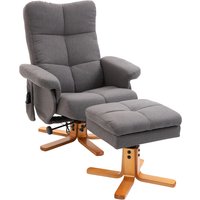 HOMCOM Relaxsessel Massagesessel mit Fußhocker Stauraum Liegefunktion Fernsehsessel mit Massagefunktion TV Sessel 145°-Neigung Polyester Braun 80 x 86 x 99 cm A