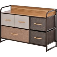 HOMCOM Kommode Aufbewahrungsschrank 5 Schubladen aus Stoff 87,5 x 29 x 58 cm Braun und Beige Aosom – Ansicht 1