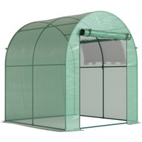 Outsunny Gewächshaus, 180 x 180 x 200 cm Foliengewächshaus mit Rolltür, UV Schutz, Treibhaus, Tomatenhaus mit Seitenfenster, PE-Gitterfolie, Winterfest Pflanzen – Ansicht 1