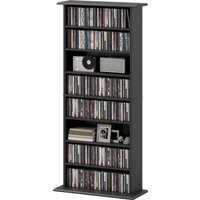 HOMCOM Modernes CD-Regal mit 8 Fächern für 360 CDs, Spanplatte, 58x24x124,5 cm, Schwarz Aosom – Ansicht 1