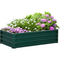 Outsunny Hochbeet aus Stahl Pflanzkasten rostfrei Gemüsebeet mit offenem Boden für Garten Balkon Grün 120x60x30,5cm Aosom.de – Ansicht 1