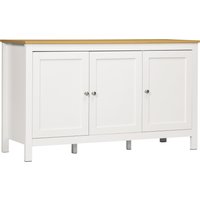 HOMCOM Sideboard Schrank mit 3 Türen 2 höhenverstellbaren Regalen Holzoptikplatte - 120 x 40 x 70 cm weiß Aosom – Ansicht 1