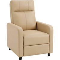 HOMCOM Relaxsessel kippbar, PU-Relaxsessel mit Fußstütze, Push-Back Rückenlehne, gepolsterter Sitz, für Wohnzimmer, Büro, Heimkino, Beige Aosom