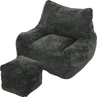HOMCOM Sitzsack Sofa Bodensofa mit Rückenlehne Bodenstuhl Cloud-Sessel Bodensessel mit Chenille-Optik, für Schlafzimmer, Wohnzimmer, Grau Aosom