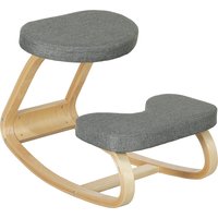 HOMCOM Kniestuhl, Ergonomischer Kniehocker mit Leinenoptik, Basis aus Birkenholz Bürostuhl, Sitzhocker zur Verbesserung der Nackenschmerzen für Zuhause, Büro, M – Ansicht 1