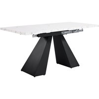 Ausziehbarer Esstisch, für Wohnzimmer und Homeoffice, 159x74x77cm, Weiß+Schwarz – Ansicht 1