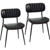 HOMCOM Esszimmerstühle 2er Set Küchenstühle Modern Polsterstuhl mit Sitzfläche aus Kunstleder, Geschwungener Holz Rückenlehne und Metallbeinen Essstühle für Ess – Ansicht 1