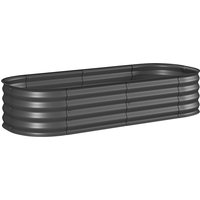 Outsunny Hochbeet Metall, Pflanzkasten, Gemüsebeet, DIY Blumenkasten mit offenem Boden, Kräuterbeet für Garten, Balkon, Dunkelgrau 150 x 62 x 30 cm Aosom – Ansicht 1