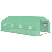 Outsunny Tomatenhaus Gewächshaus mit Giebeldach 600x300x200cm Folien Treibhaus grün für Garten & Pflanzenpflege Aosom.de – Ansicht 1