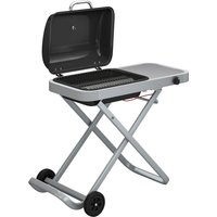 Outsunny Tragbarer Gasgrill 1 Brenner 2,5kW Grillwagen mit Faltbarem Rollwagen Grillrost Seitentisch Deckel Thermometer Fettauffangschale Tischgrill Outdoor Tis – Ansicht 1