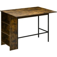 HOMCOM Bartisch Stehtisch mit 3 Regalfächern, Küchentisch Bistrotisch mit ausklappbarer Tischplatte, im Industrie Design für Wohnzimmer, Esszimmer Aosom
