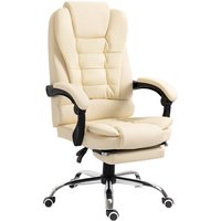 HOMCOM Chefsessel Bürostuhl mit Fußstütze, höhenverstellbarer Schreibtischstuhl mit Neigefunktion & Armlehnen, Kunstleder, ergonomisch Aosom.de – Ansicht 1
