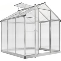Outsunny Gewächshaus aus Aluminium und Polycarbonat in 4,6 m², Maße 2,42L x 1,9B x 1,95H m, Lüftungsfenster, Tür mit Riegel Aosom