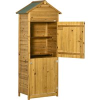 Outsunny Gerätehaus aus Naturholz, Geräteschrank, Gartenschrank, Gartenhaus, Geräteschuppen, 2 Regale, wetterfest, 2 Türen, 79 x 49 x 191,5cm Aosom – Ansicht 1