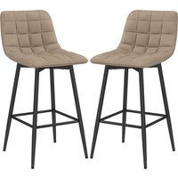 HOMCOM Set 2 Hochhocker im skandinavischen Stil mit Rückenlehne und Fußstütze, Hocker mit Samteffektbezug und Metall, 45x47x84 cm, Braun Aosom – Ansicht 1